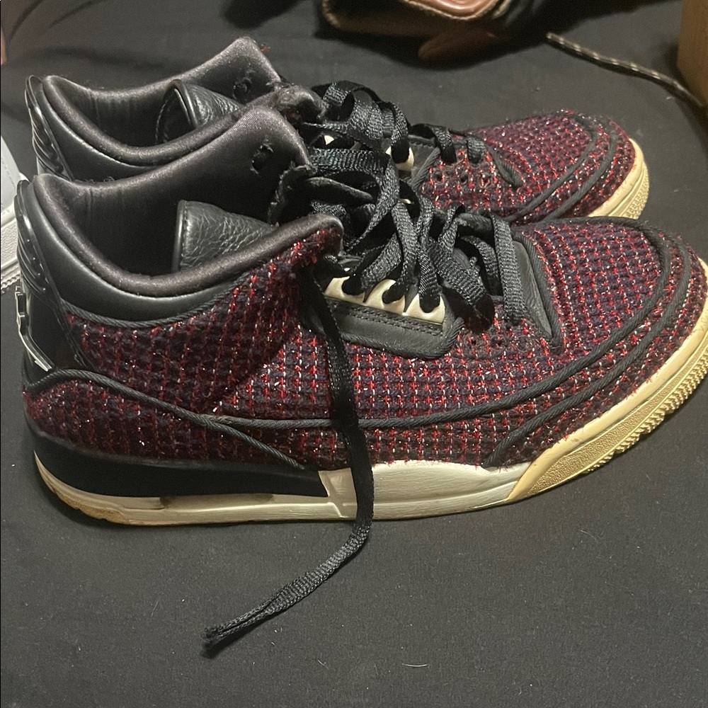 Jordan Black and Red Textured Sneakers